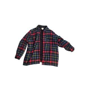 Vintage LL Bean Red Holiday Flannel Barn Jacket Cottage Core Grandpa Core